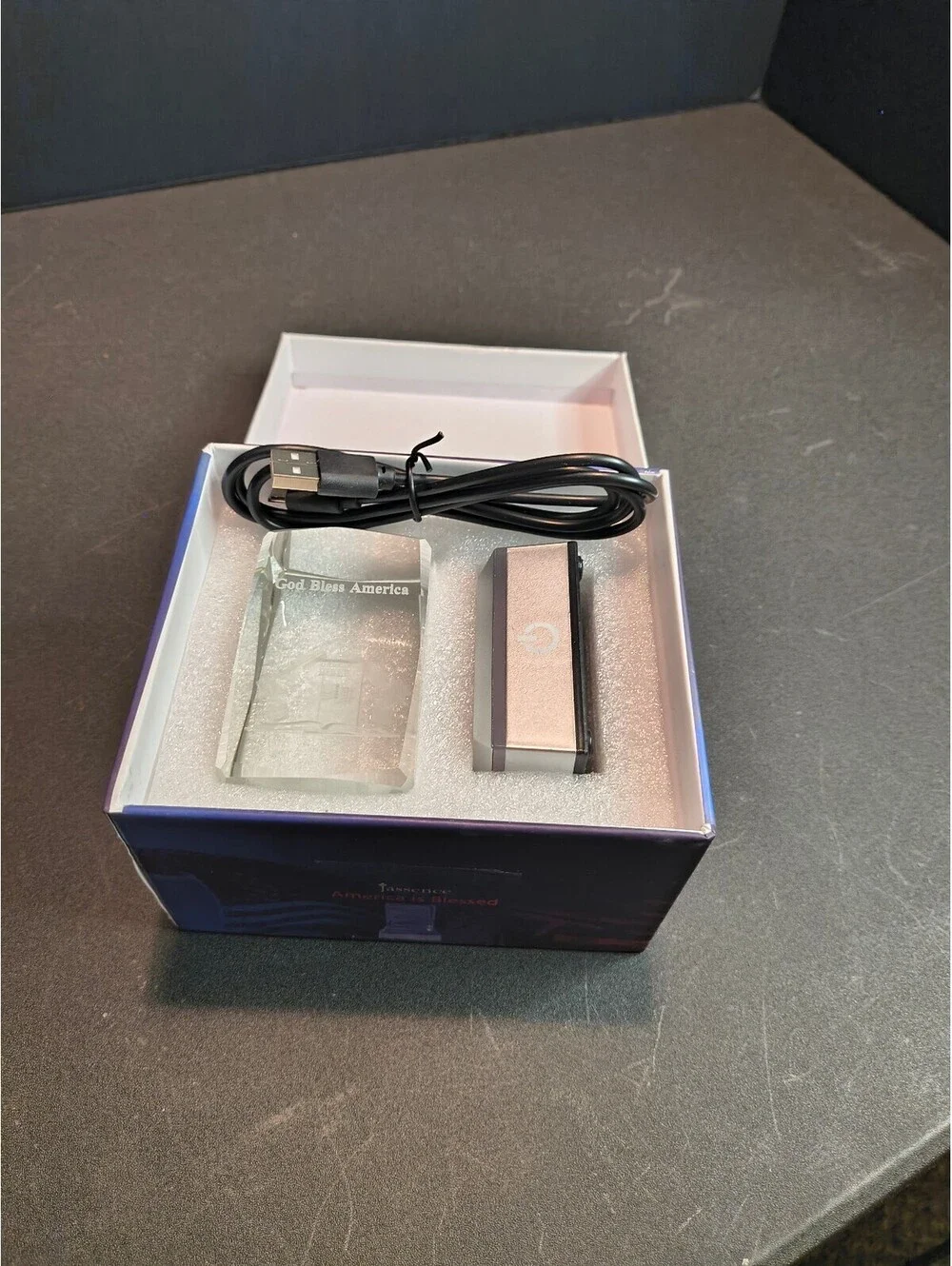 Jassence America is Blessed LED Light with Crystal Block and Base